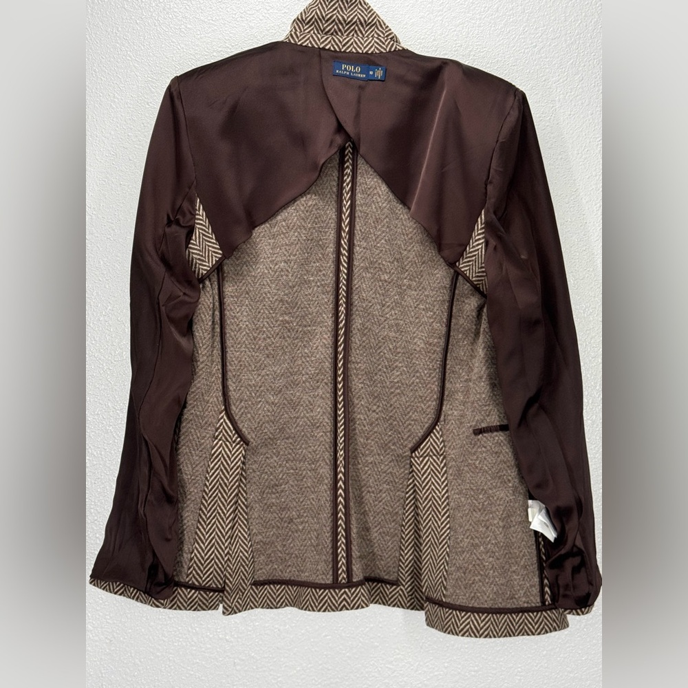 Polo by Ralph Lauren Blue Label Single Breasted Tan Herringbone Blazer 10 - Picture 2 of 15